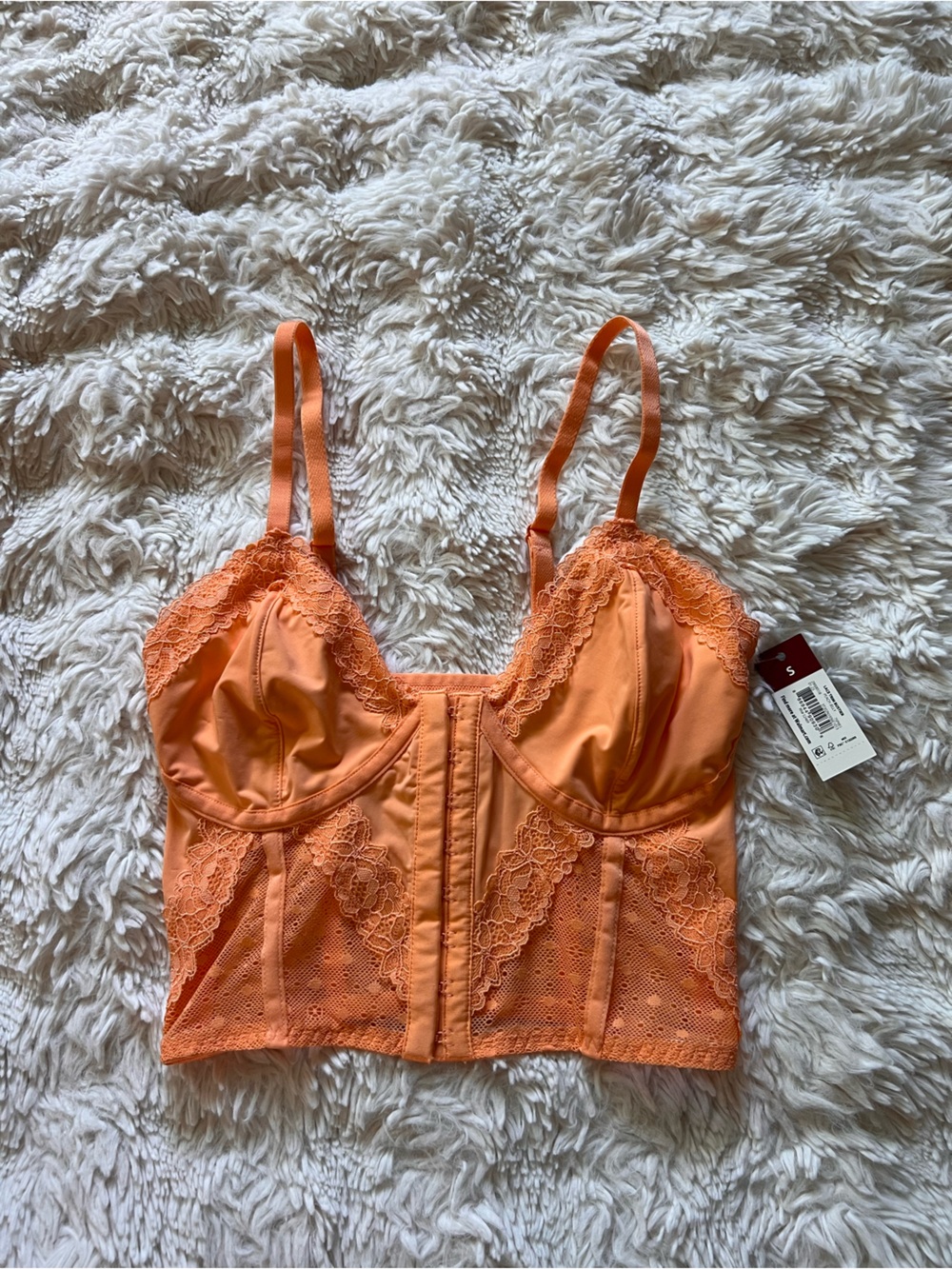 Orange Lace Corset Bustier Bra Top
